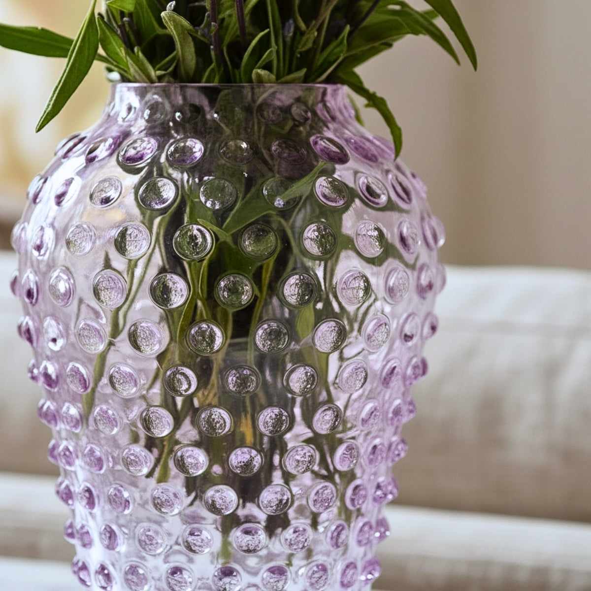 Hobnail Vase - Barrel - Lilac