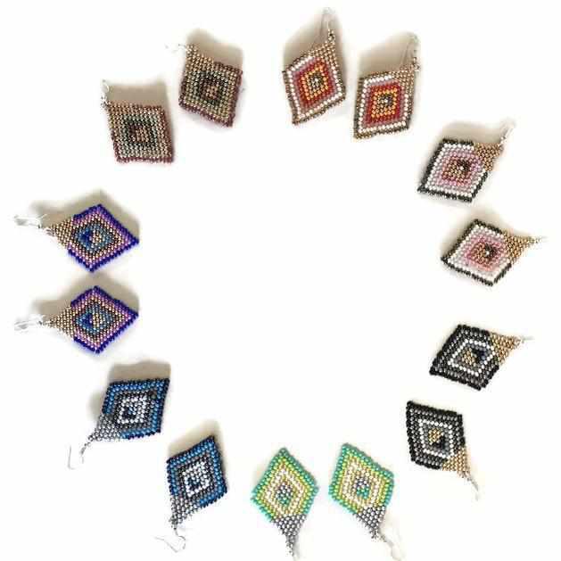 Lily Seed Bead Diamond Earrings - Guatemala