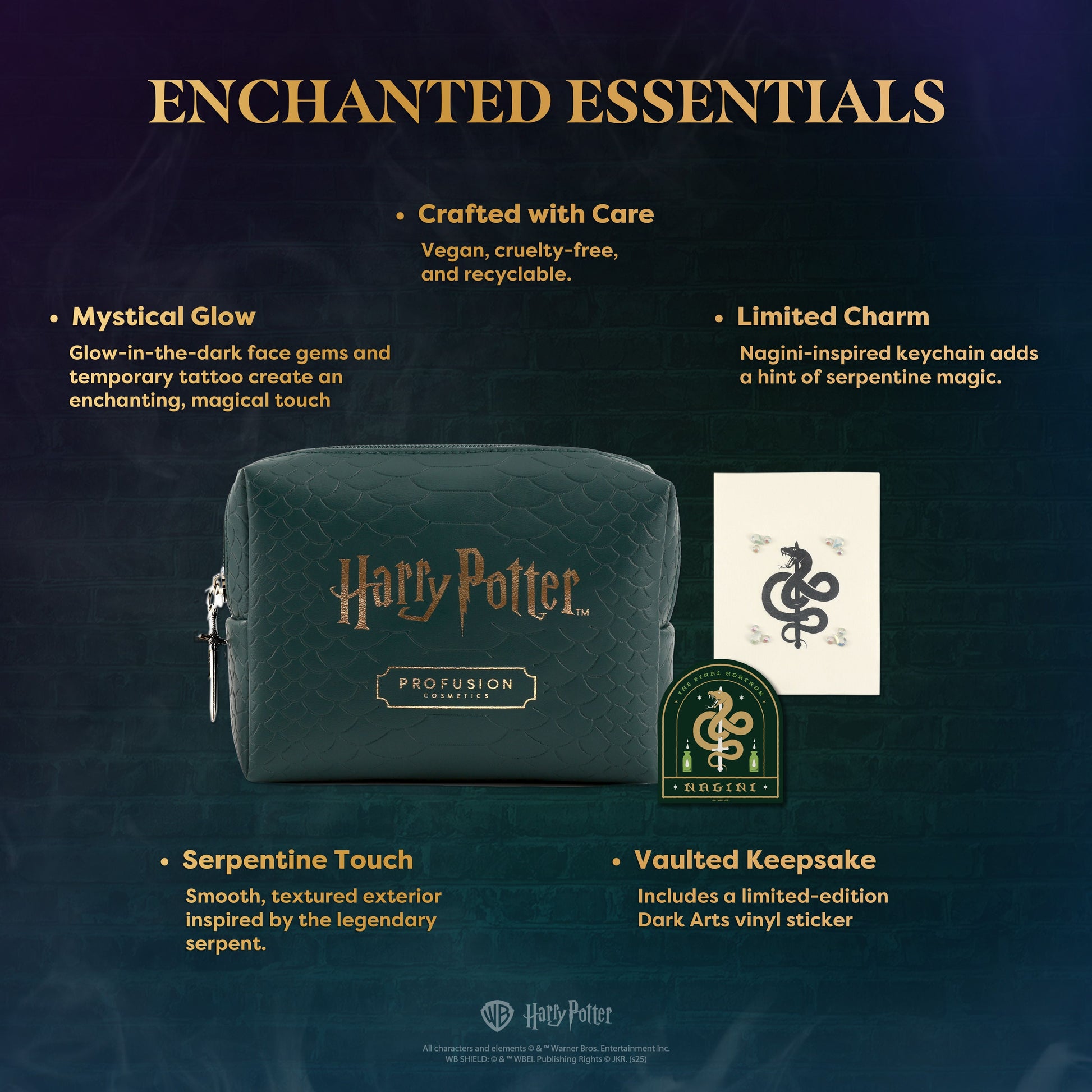 HP Dark Arts | Nagini Cosmetic Bag with Face Gems & Temporary Tattoo - Osadia Concept Store