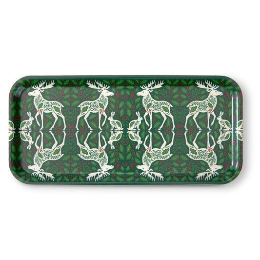 Festive Forest Friends Narrow Birchwood Small Decorative Tray