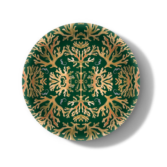 Coral Seahorses Decorative Birchwood Tray - Mini Round - Set of 2