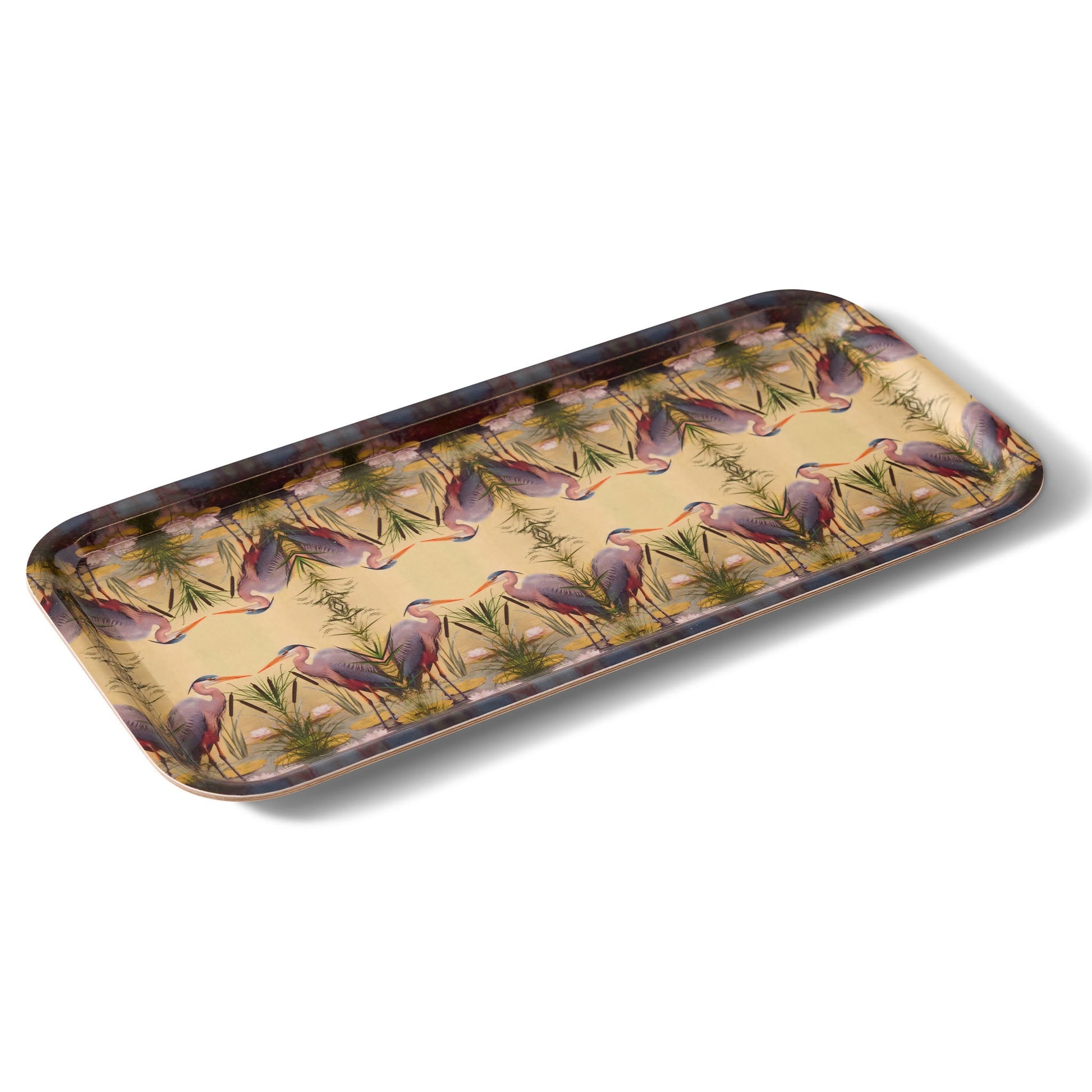 Marsh Heron Narrow Birchwood Small Decorative Tray - Osadia Concept Store
