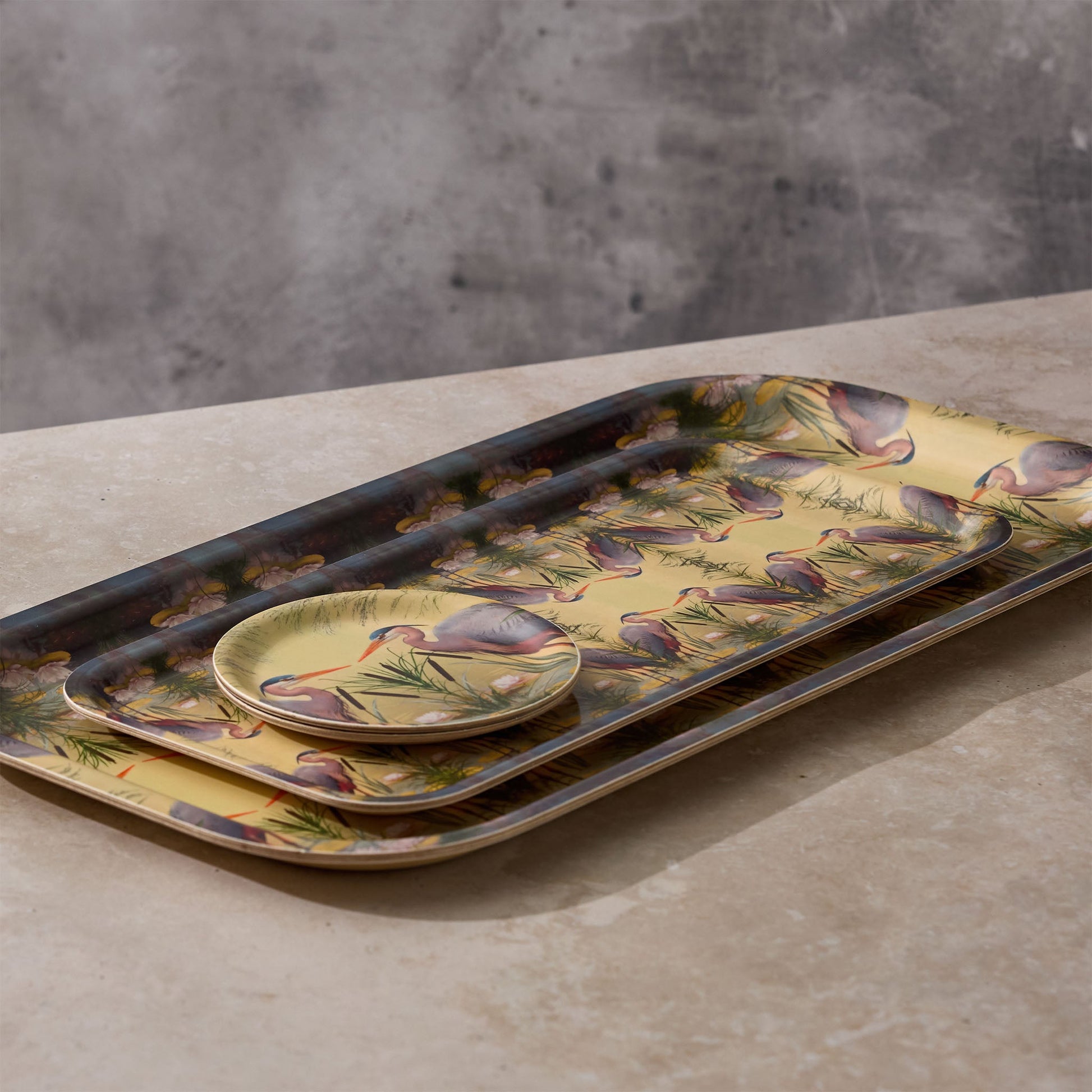 Marsh Heron Narrow Birchwood Small Decorative Tray - Osadia Concept Store