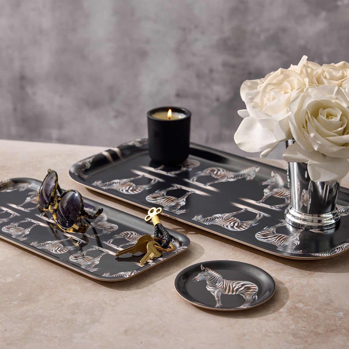 Zebra Mini Birchwood Tray Set of 2