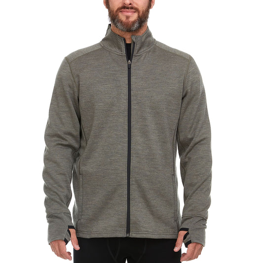Heavyweight Men's Wool Full Zip Sweater - 100% Merino Wool