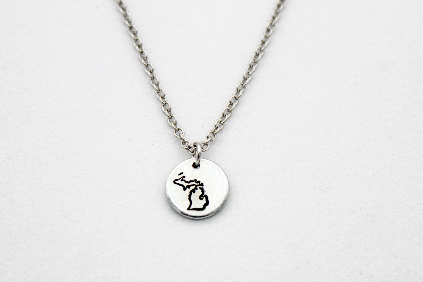 Seasons Michigan Necklace | Repurposed Steel Auto Parts | Adjustable Stainless Steel Chain