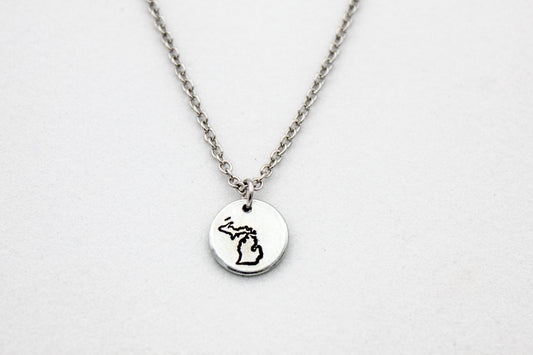 Seasons Michigan Necklace | Repurposed Steel Auto Parts | Adjustable Stainless Steel Chain