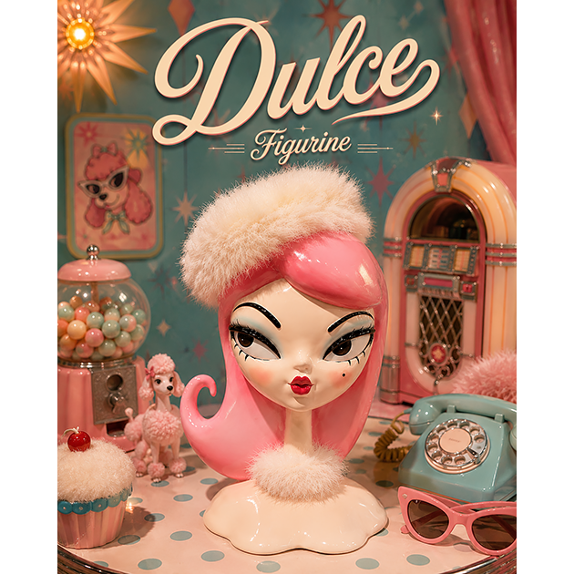 Dulce 15" Retro Pink Hair Candy Doll w/ White Fur Cap | Miss Fluff December Diamonds