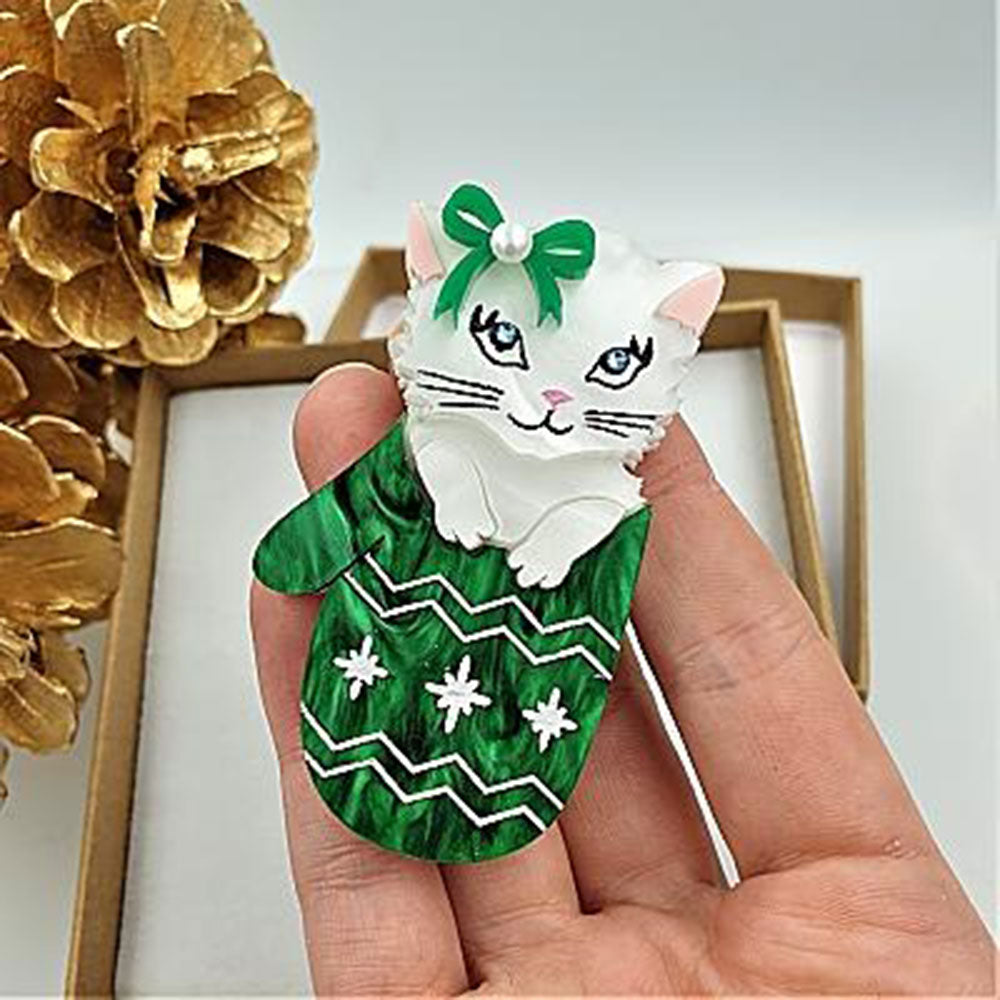 Mitten Kitten Brooch by Cherryloco