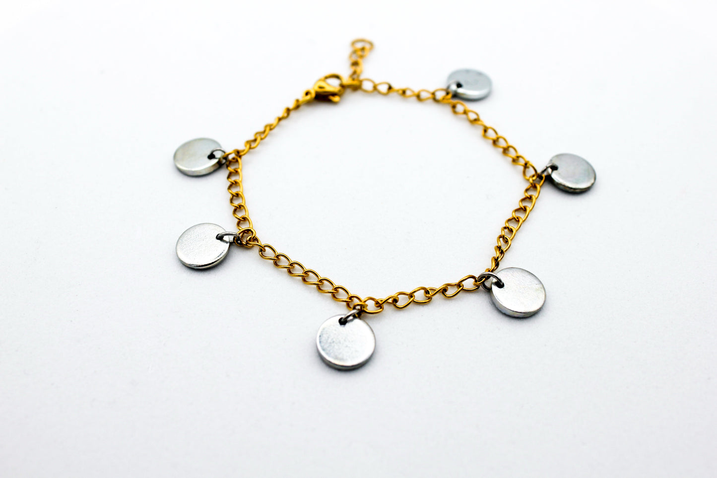 Worthy Charm Bracelet | Repurposed Steel Auto Parts | Adjustable 18K Gold Plated Chain