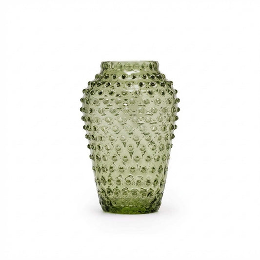 Hobnail Vase - Barrel - Moss Green