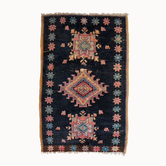 Dark Blue Vintage Moroccan Rug | 3'5" x 5'6"