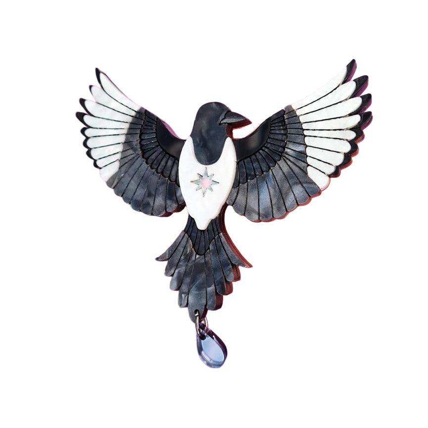 Mystic Magpie Brooch by Cherryloco