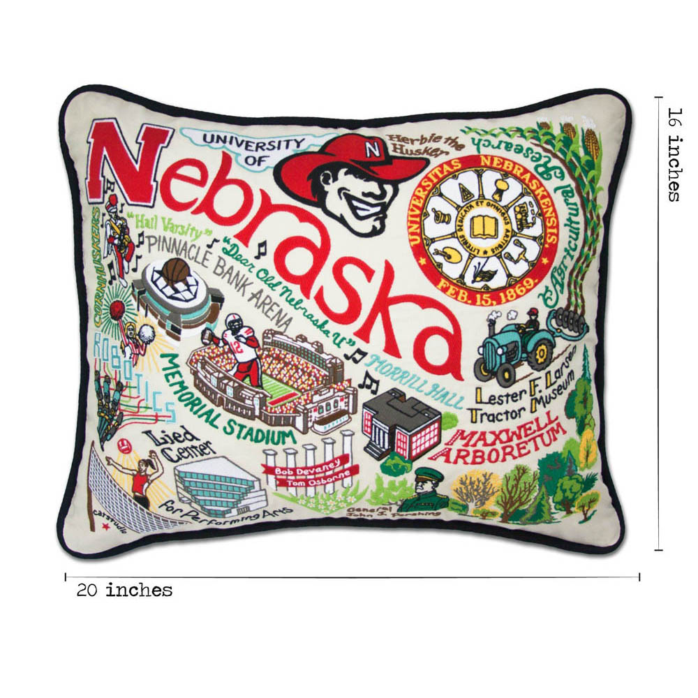 Nebraska, University of Collegiate Embroidered Pillow by CatStudio - Osadia Concept Store
