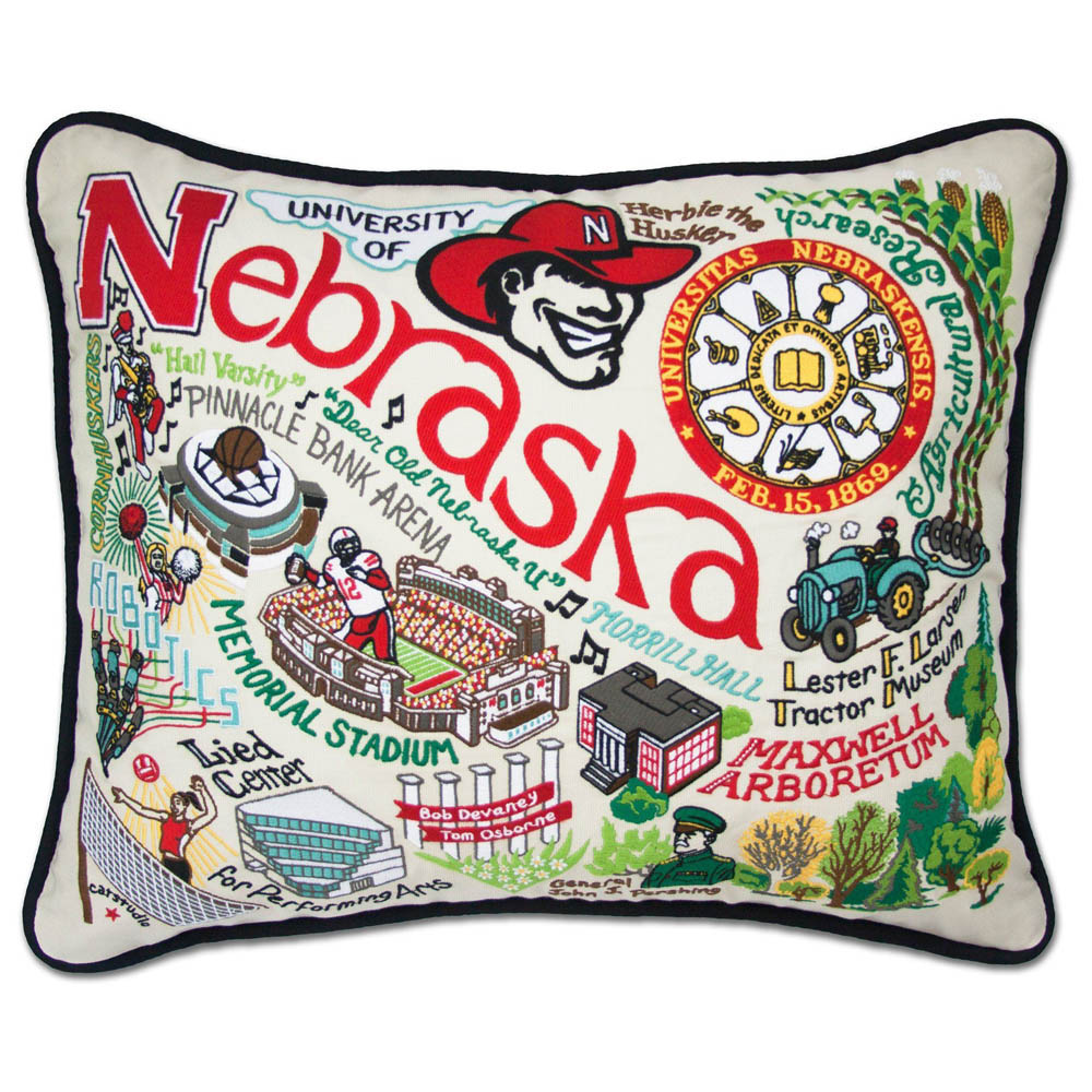 Nebraska, University of Collegiate Embroidered Pillow by CatStudio - Osadia Concept Store