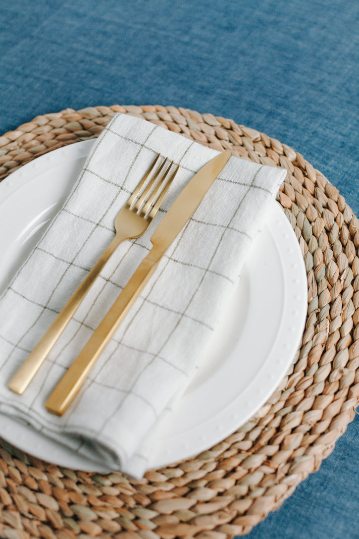 Stone Washed Linen Windowpane Napkins - Osadia Concept Store