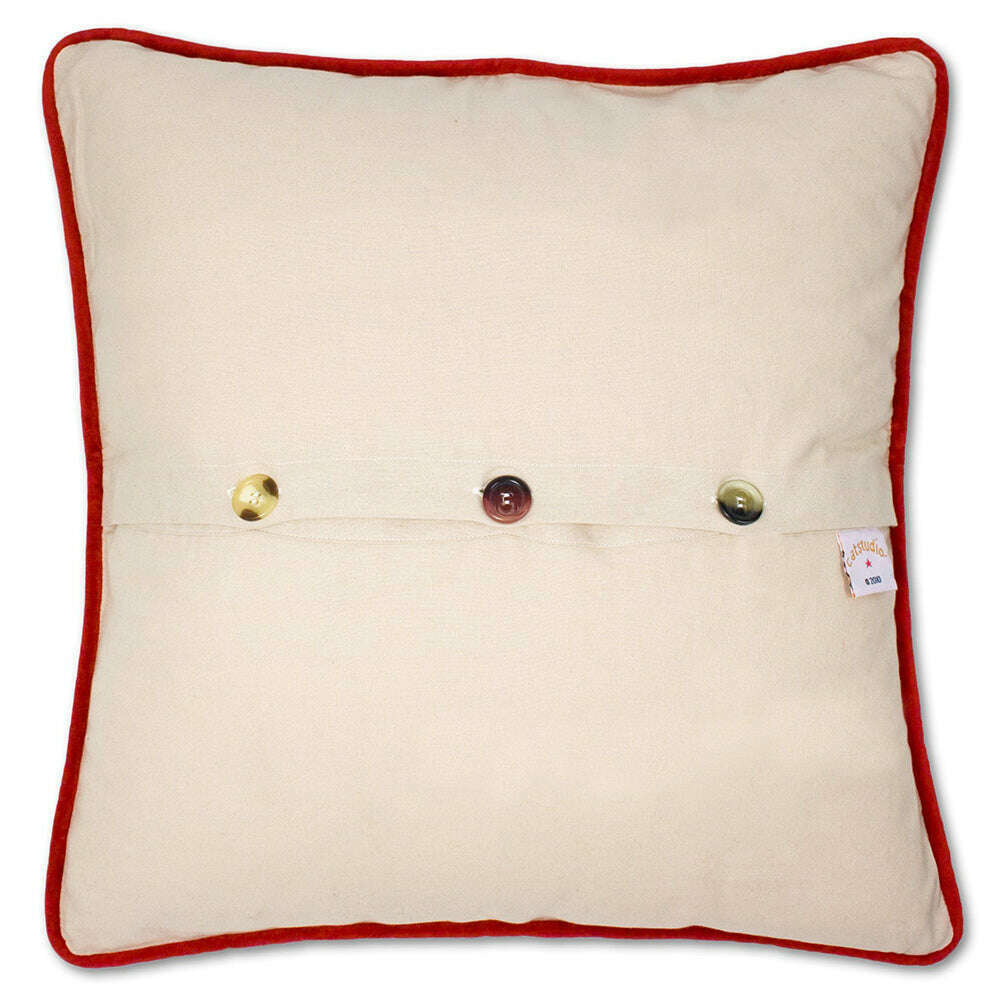 North Pole City Hand-Embroidered Pillow by Cat Studio