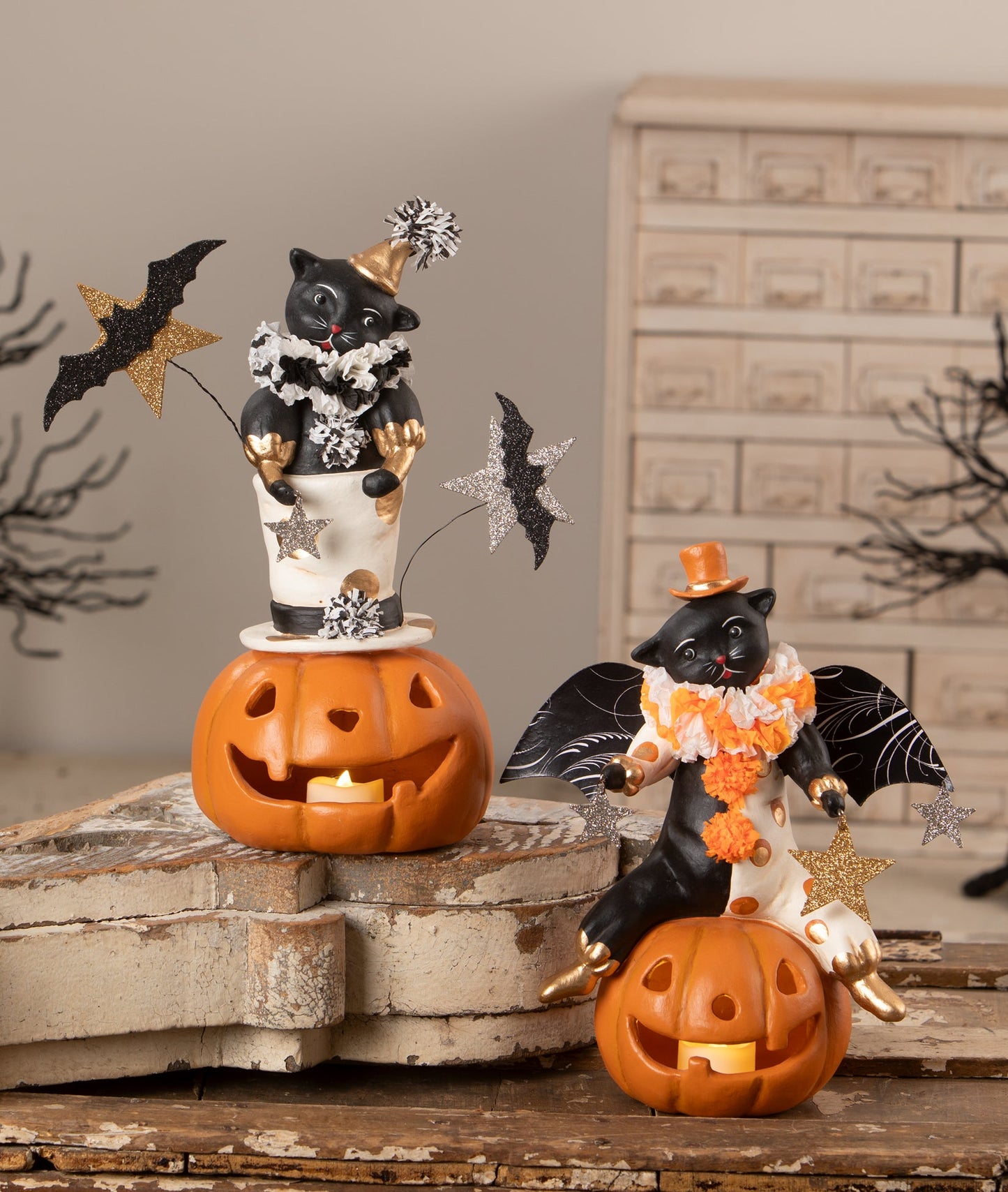 Top Hat Jack with Cat | Halloween Decor | Bethany Lowe