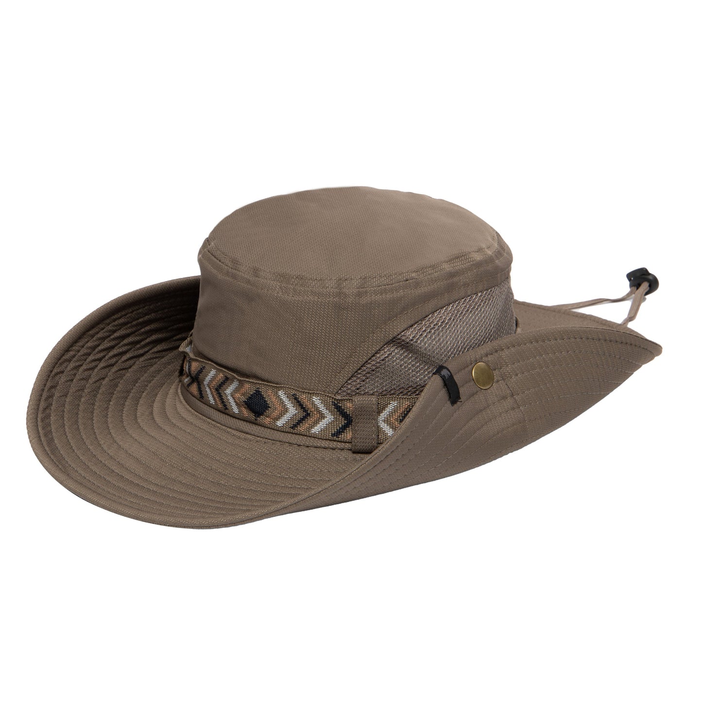 Men's Floatable Wide Brim Sun Hat With Jacquard Trim