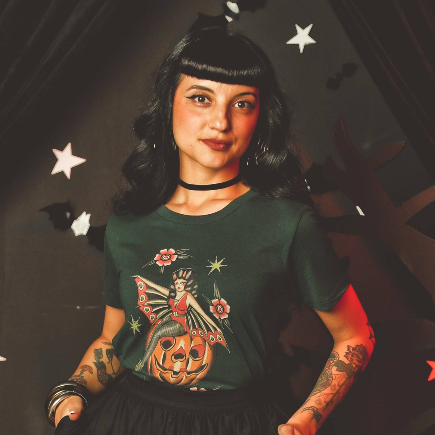 October Child Fitted Tee in Forest Green - SMALL