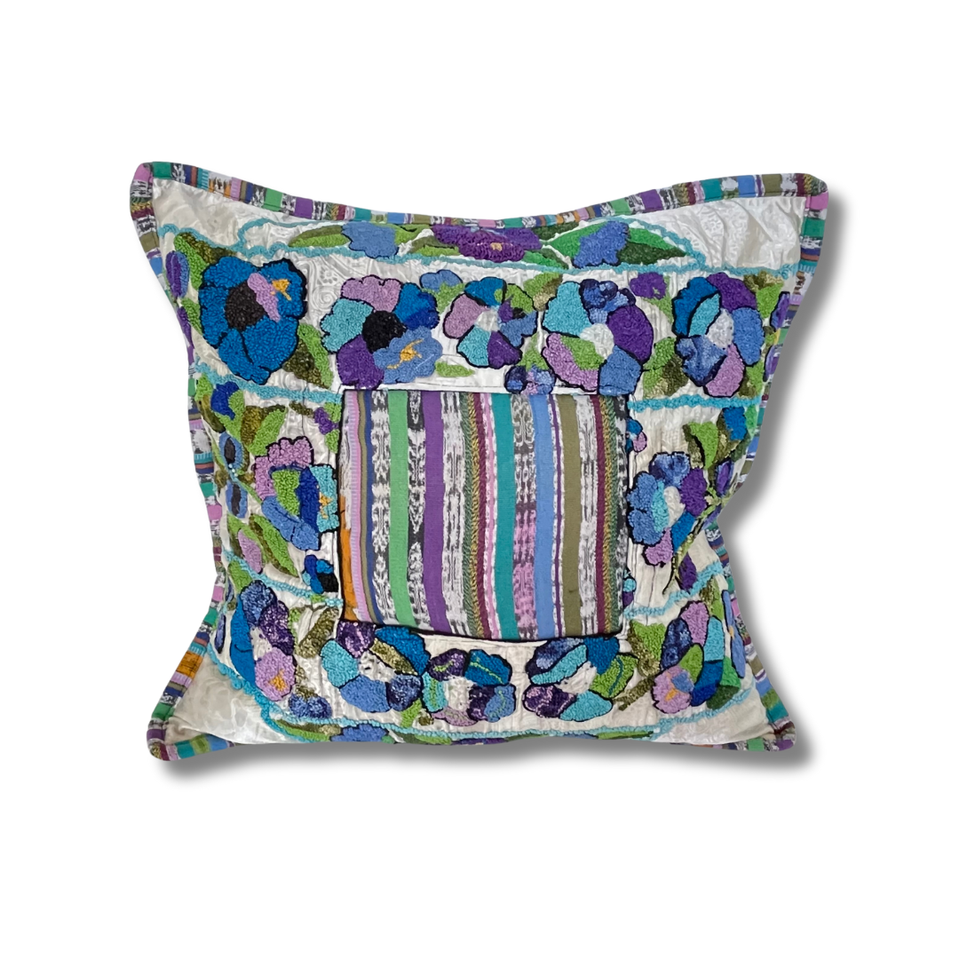 Up-cycled Maya Floral Pillow Cover - Guatemala