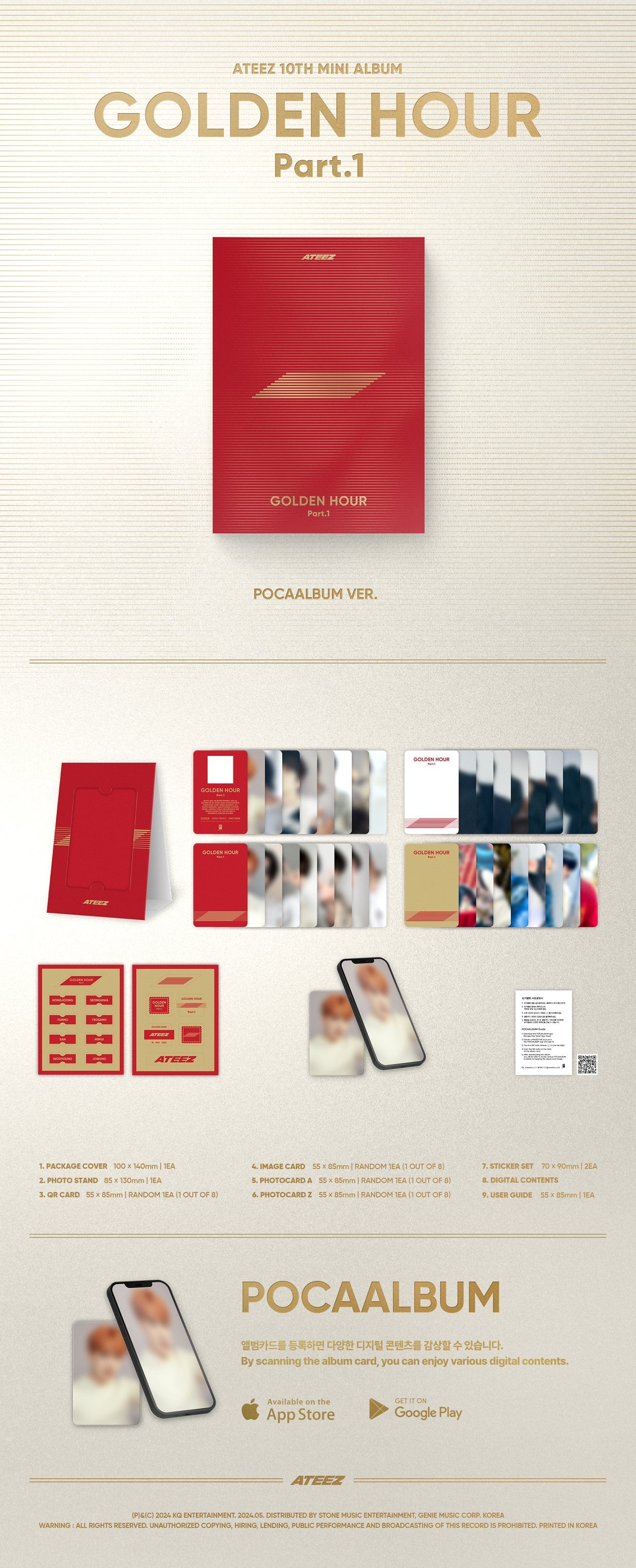 ATEEZ 10th Mini Album - Golden Hour : Part.1 - Pocaalbum Version