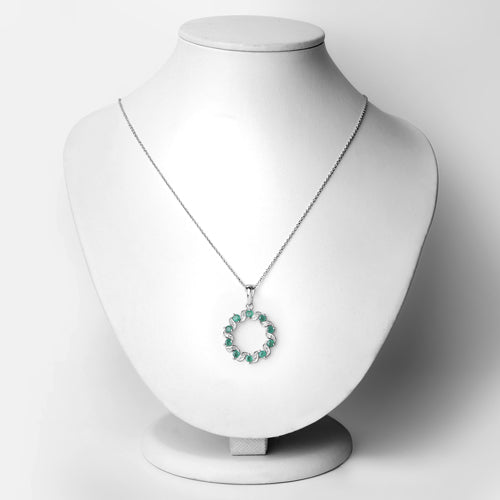 1.10 Carat Genuine Emerald and White Topaz .925 Sterling Silver Pendant