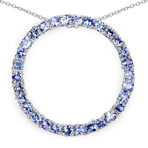 3.00 Carat Genuine Tanzanite .925 Sterling Silver Pendant