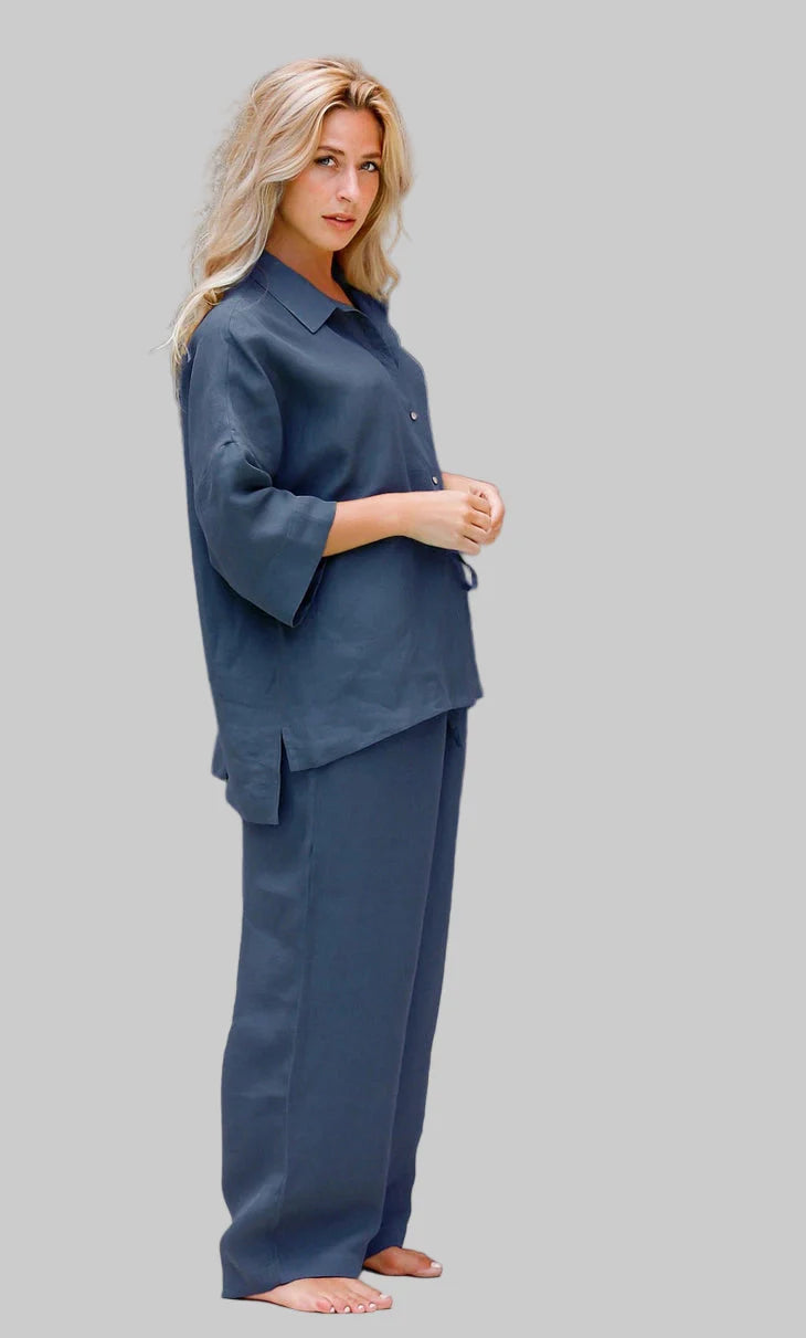 Pure Flax Linen Women Pajama Set - Breathable - Durable
