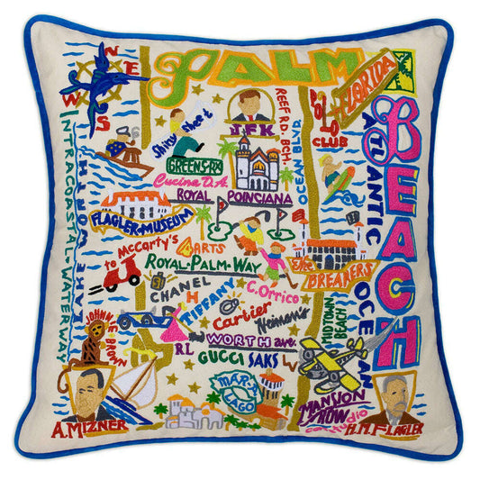Palm Beach Hand-Embroidered Pillow