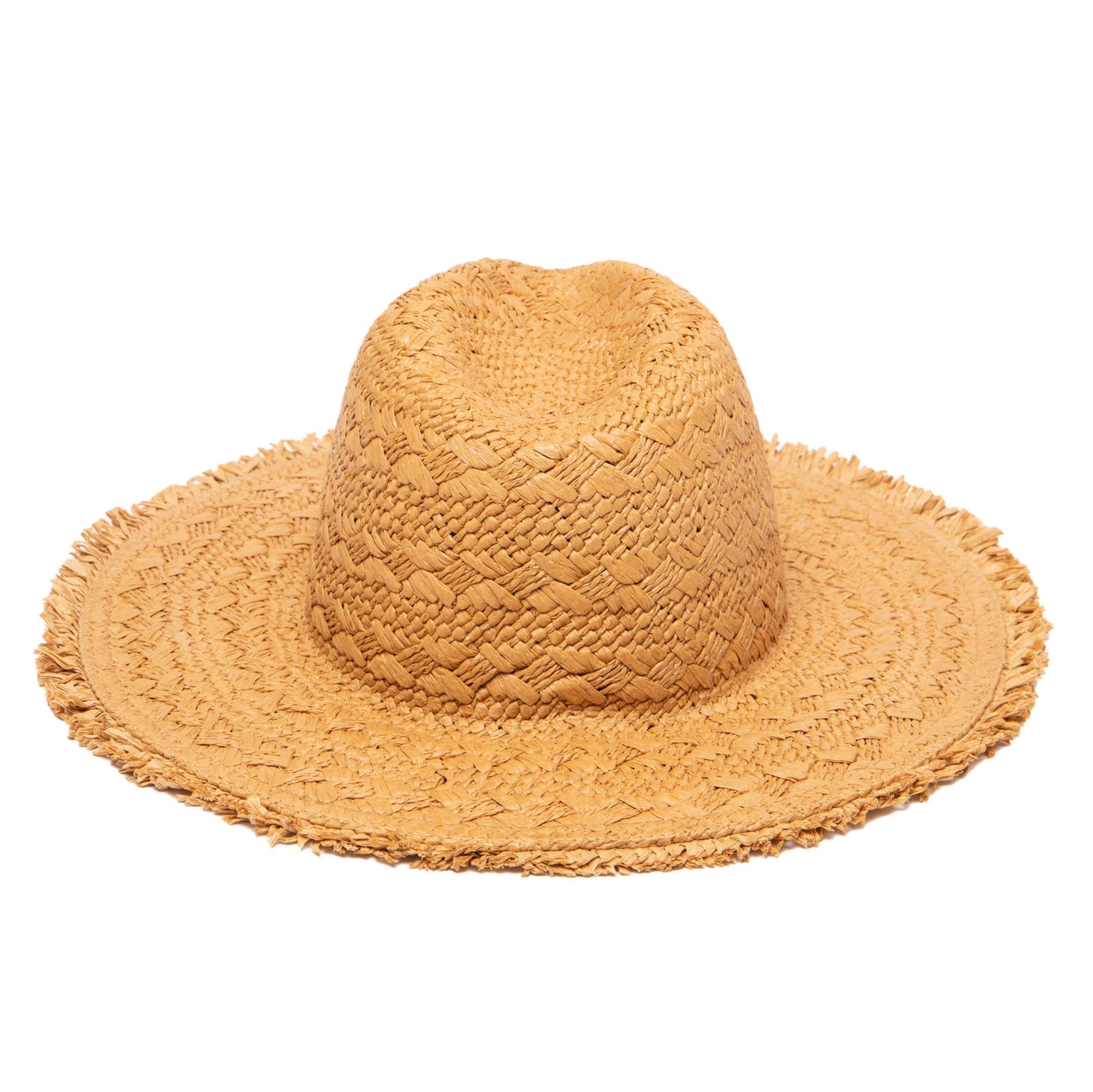 Women's Woven Pattern Fedora With Fray Edge