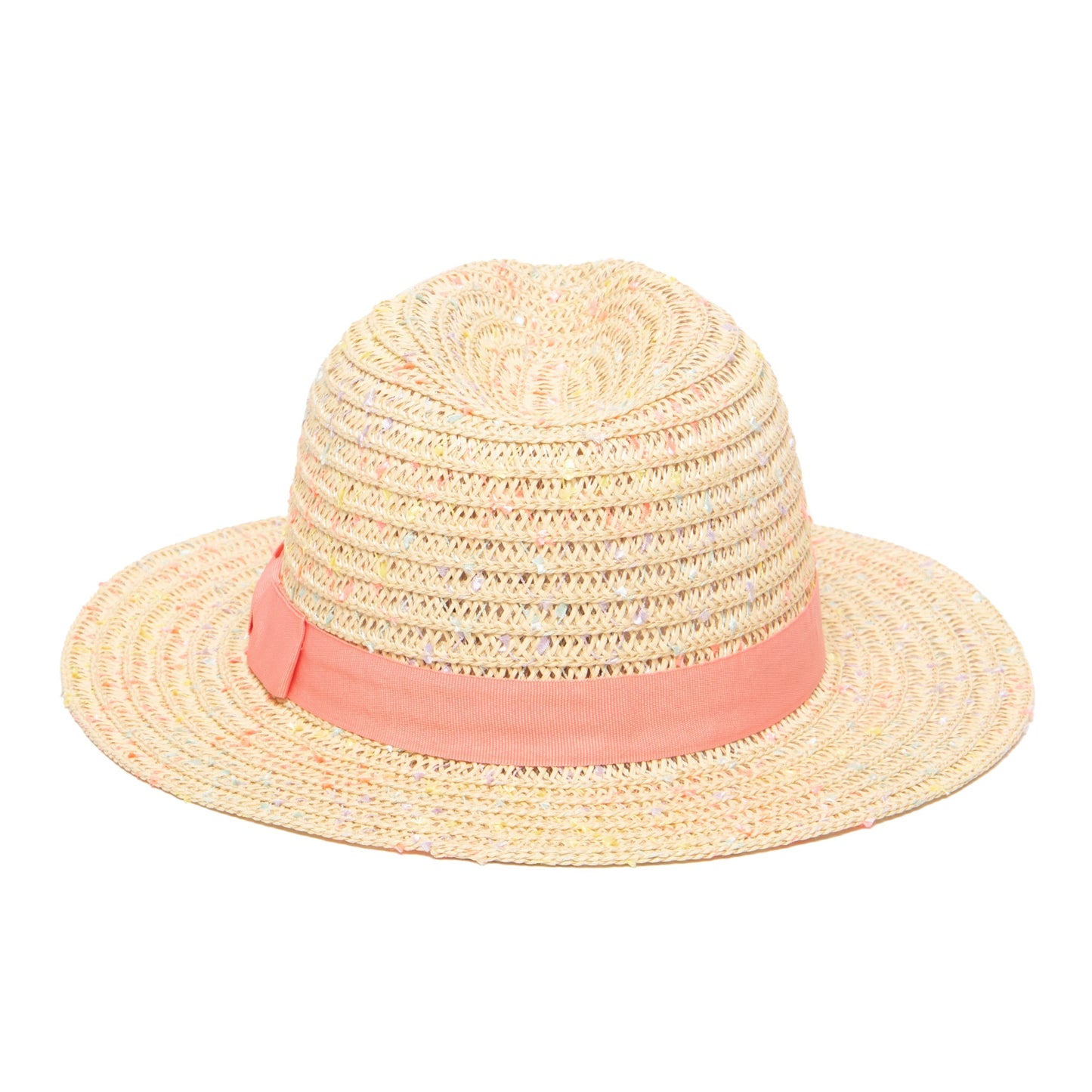 5-7 Yr Kid's Paperbraid Multi-color Fedora with Blush Band/Bow