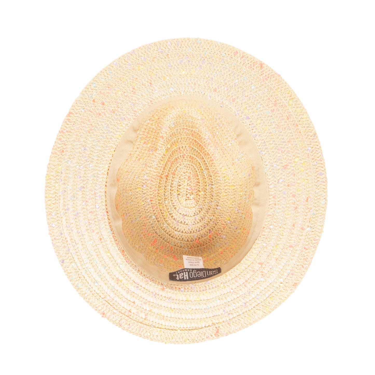 5-7 Yr Kid's Paperbraid Multi-color Fedora with Blush Band/Bow