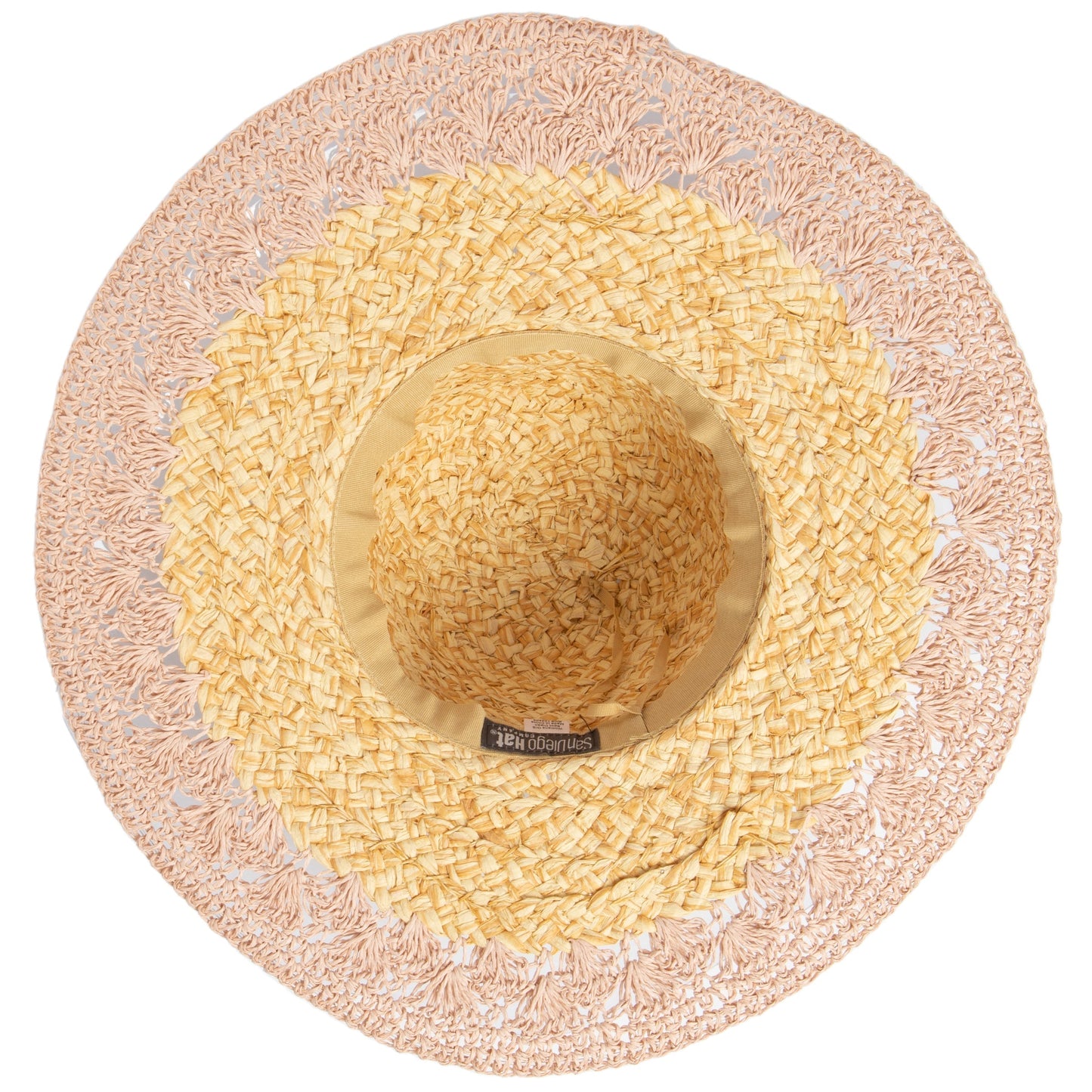 Women's paper straw hat with crochet brim (PBL3203)