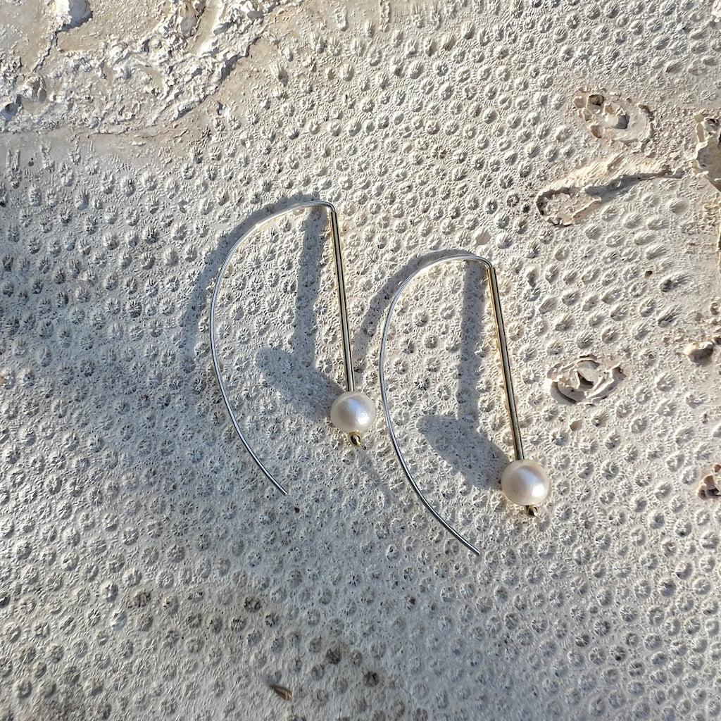 Two-Tone Freshwater Pearl Hook Earrings