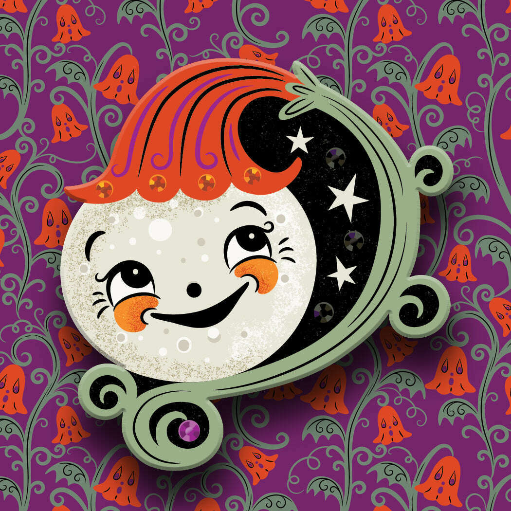 Peeking Petalluna Brooch by Johanna Parker x Lipstick & Chrome -ORANGE