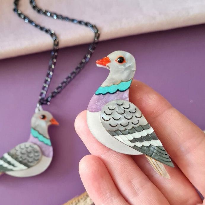Pigeon Mini Pendant Necklace by Cherryloco