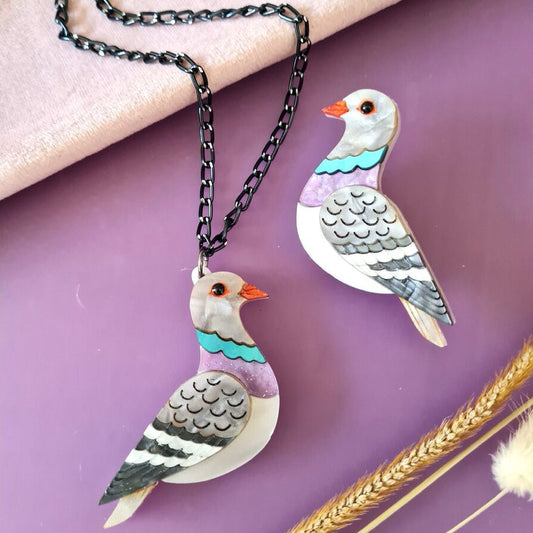 Pigeon Mini Pendant Necklace by Cherryloco