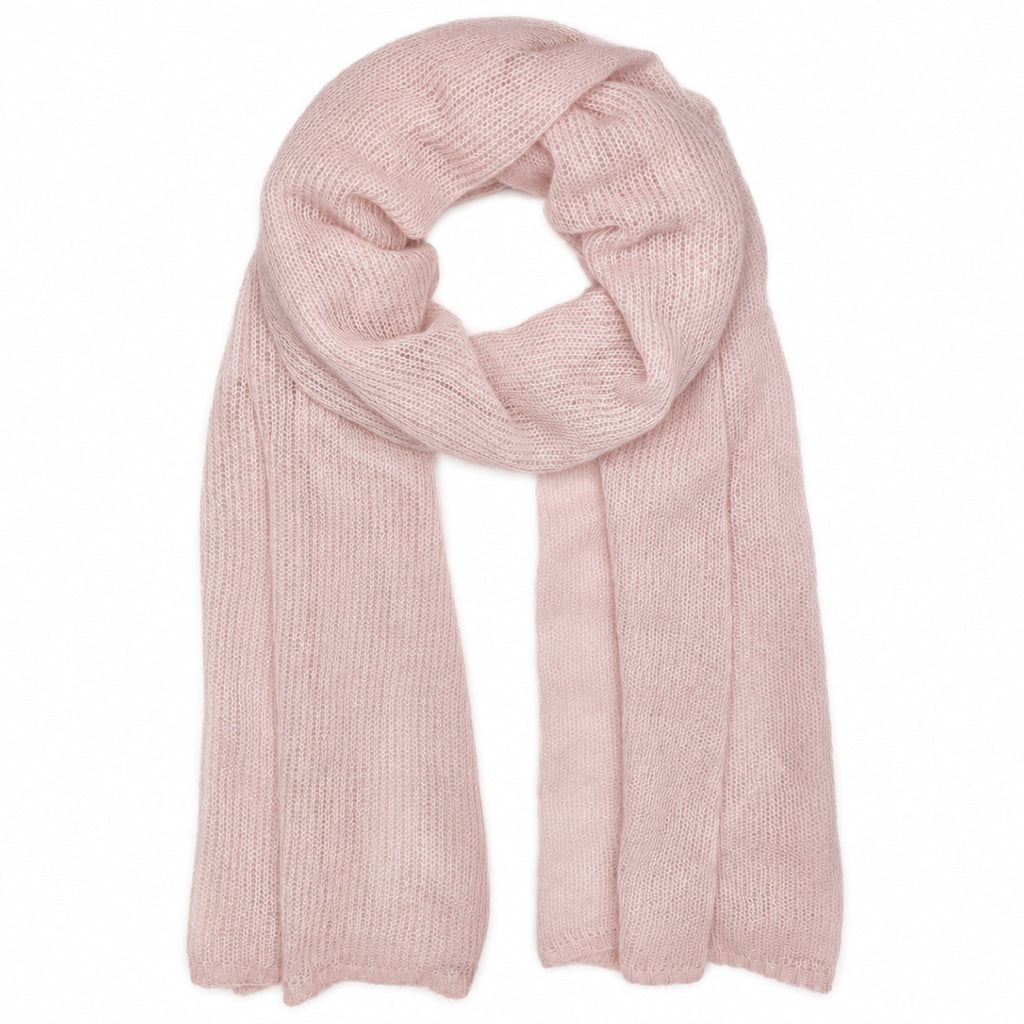 Baby Pink Handwoven Knit Alpaca Scarf