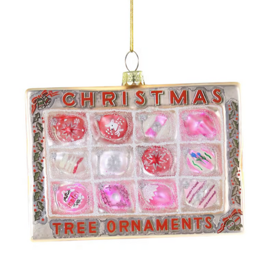 Box of Pink Vintage XMAS Ornaments Glass Christmas Ornament
