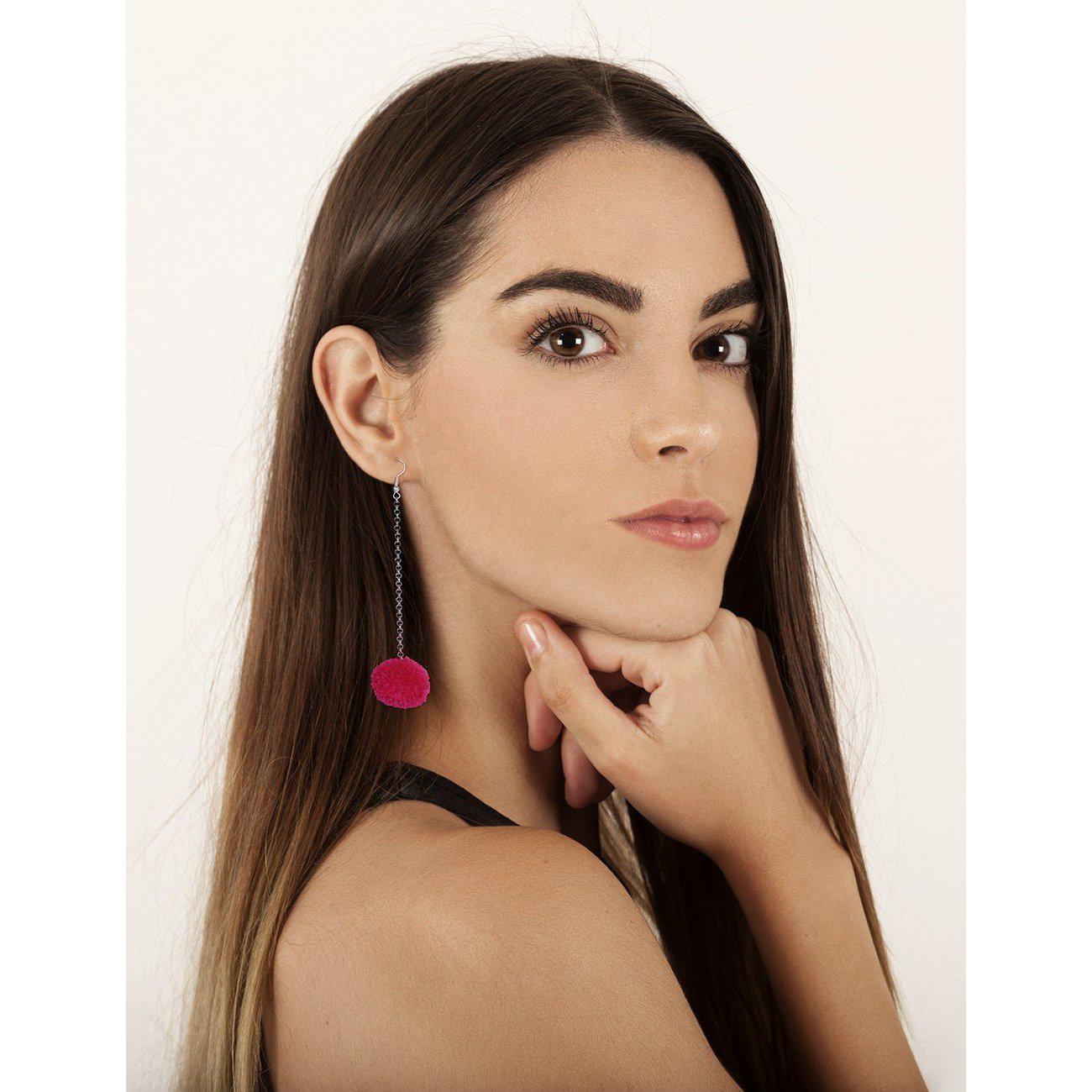 Pom Pom Chain Earrings - Thailand