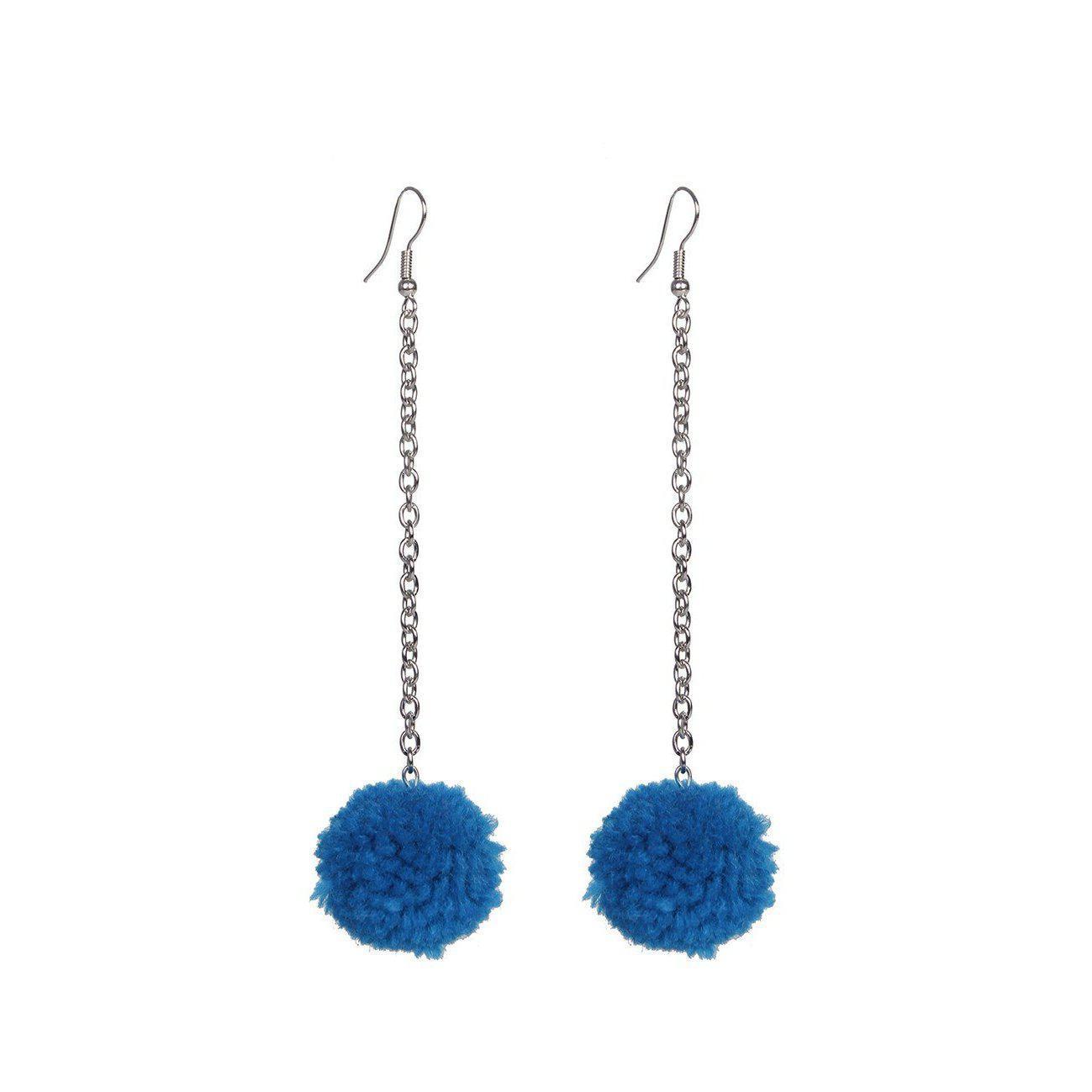 Pom Pom Chain Earrings - Thailand
