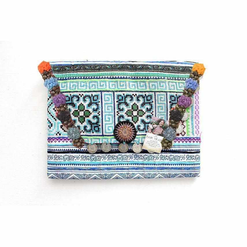 PomPoms, Bells & Coins Vintage Envelope Clutch - Thailand
