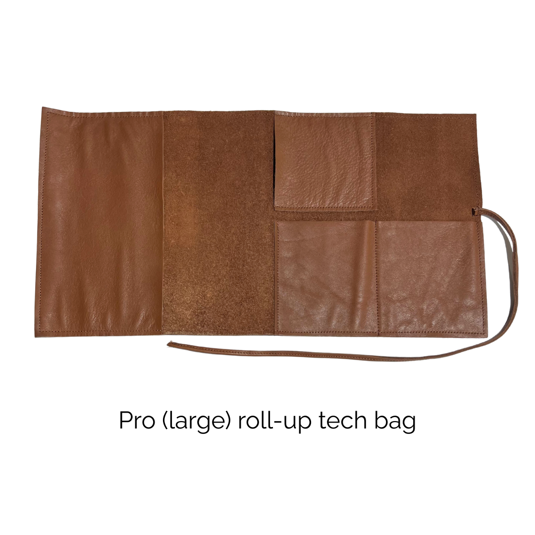 Pro & Mate Leather Tech and Charger Roll-Up Bags
