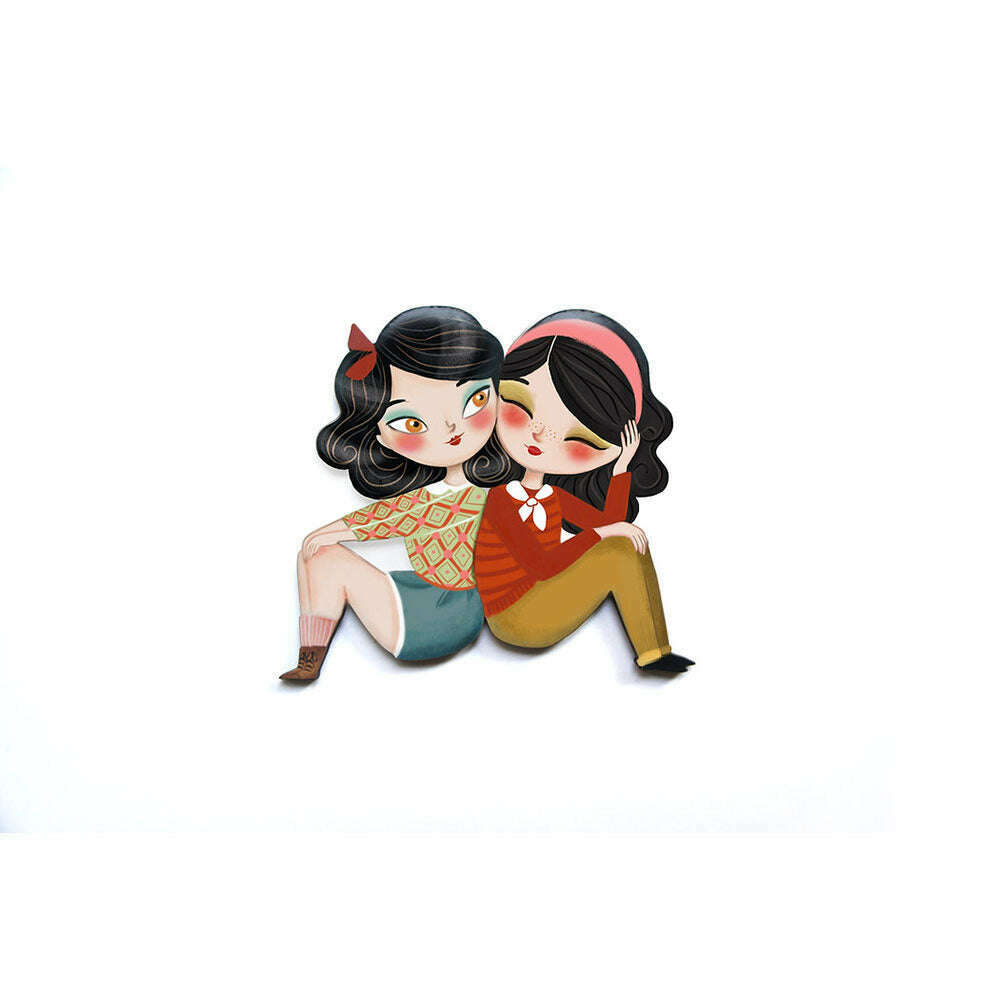 Puzzle with brunette girl brooch by Laliblue
