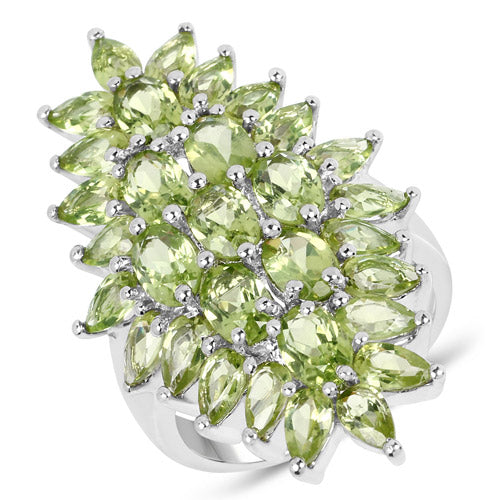 8.89 Carat Genuine Peridot .925 Sterling Silver Ring