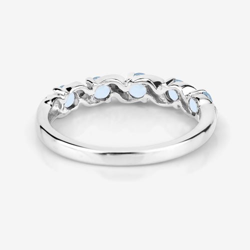0.64 Carat Genuine Swiss Blue Topaz and White Topaz .925 Sterling Silver Ring