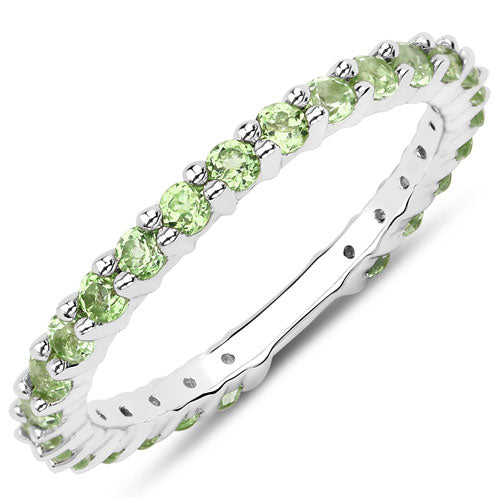 0.91 Carat Genuine Peridot .925 Sterling Silver Ring