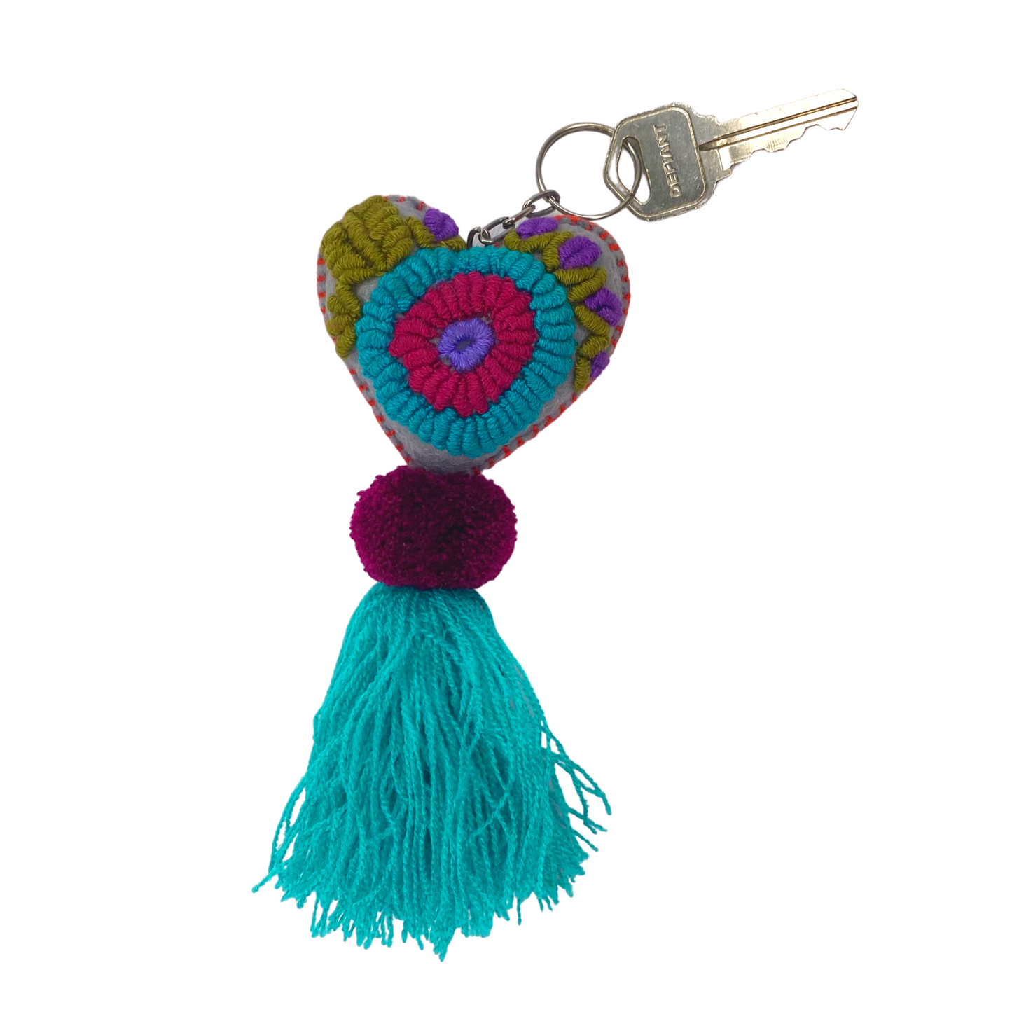 Rapture Embroidered Heart Love Handmade Key Chain | Zipper Pull - Mexico