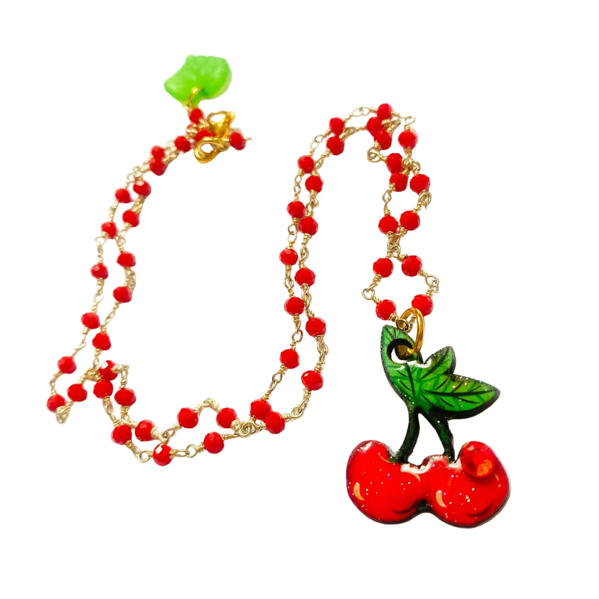 Retro Cherry Beaded Necklace